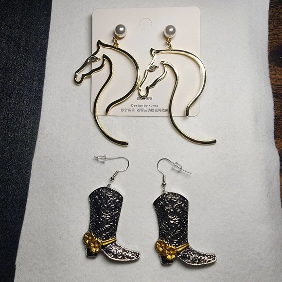 Horse & Cowboy Boots Earrings Set (2 Pairs) SKU: HC1 - Picture 7 of 7